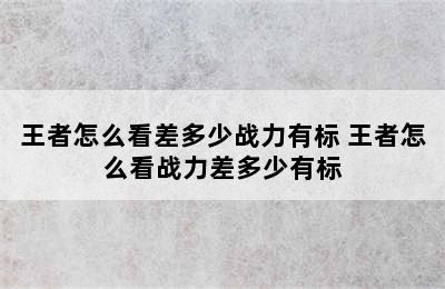 王者怎么看差多少战力有标 王者怎么看战力差多少有标